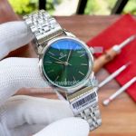 Copy Omega Women Green Face Stainless Steel Strap Silver Bezel Watch 34mm
